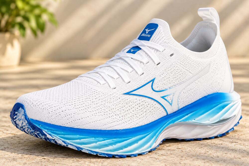 USED Mizuno Women's Neo Wind Running Shoe, Undyed Wht-Peace Blue, 9.5